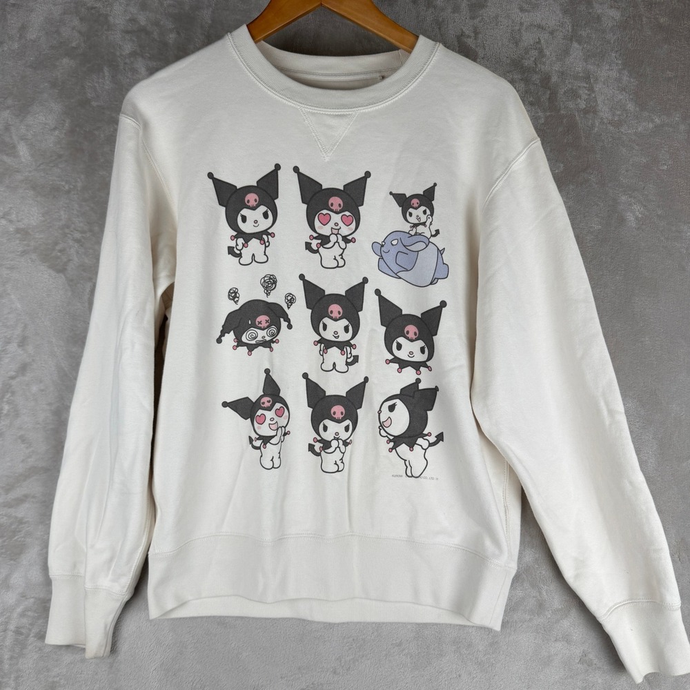 Uniqlo Sanrio Kuromi Graphic Sweatshirt Cream Women Medium Long Sleeve Pullover